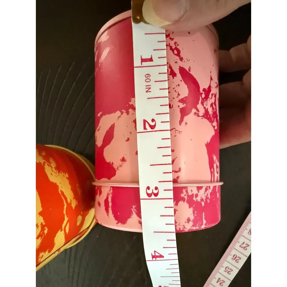 Teavana Set 2 Tea Canisters Tins 8 Oz Pink Orange 2015 Made Japan Discontinued